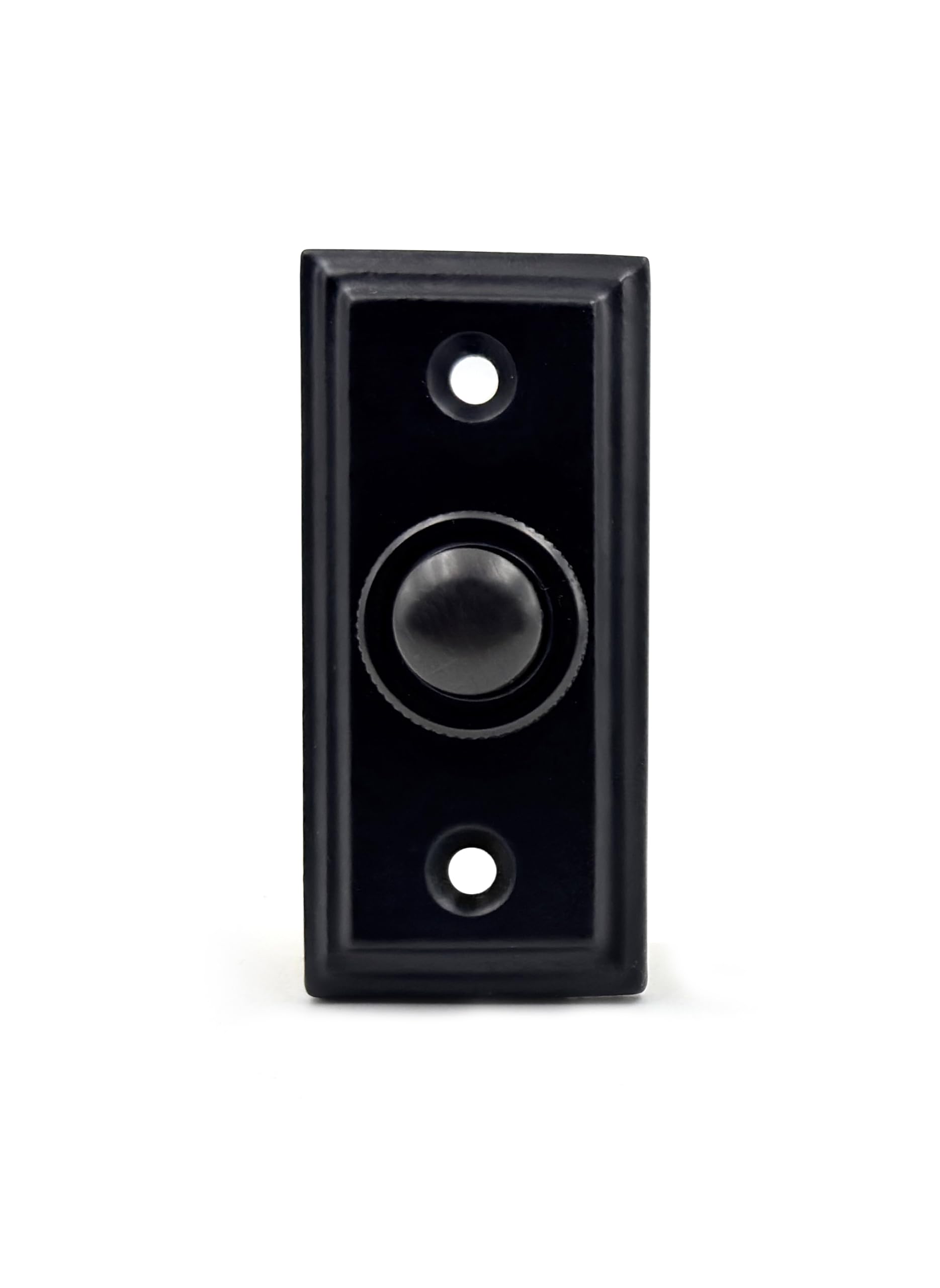 A29 Wired Iron Doorbell Chime Push Button in Black Powder Coat Finish, 2 1/2 x 1 1/8 in, Vintage Decorative Door Bell with Easy Installation