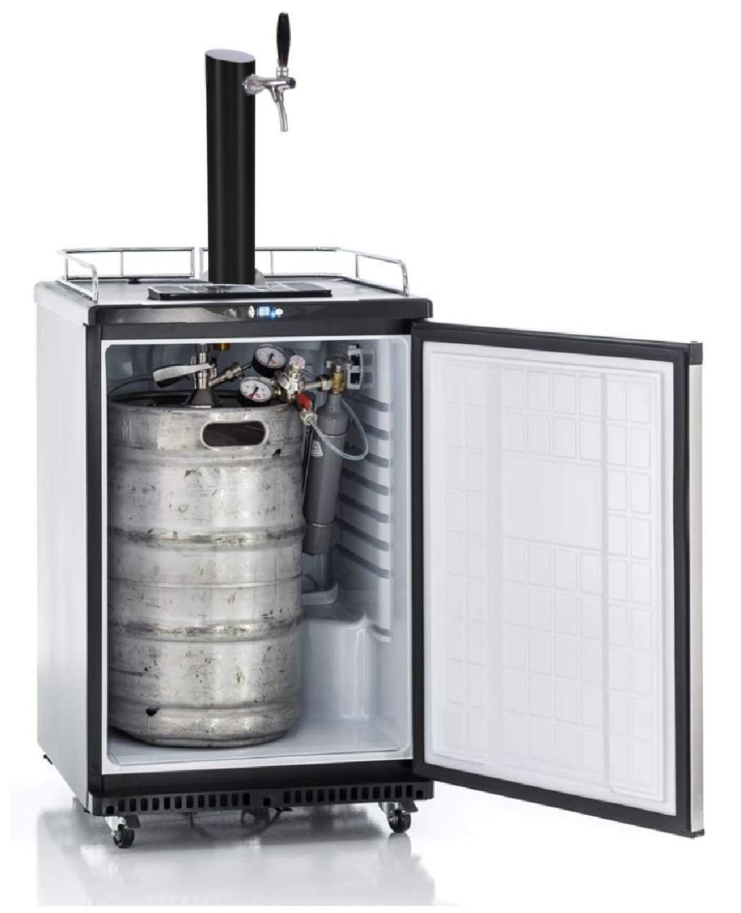 Fassbierkühlschrank 50l Fässer mit Schwarzer Schanksäule, Keg, Uhr, Schläuche & Co²