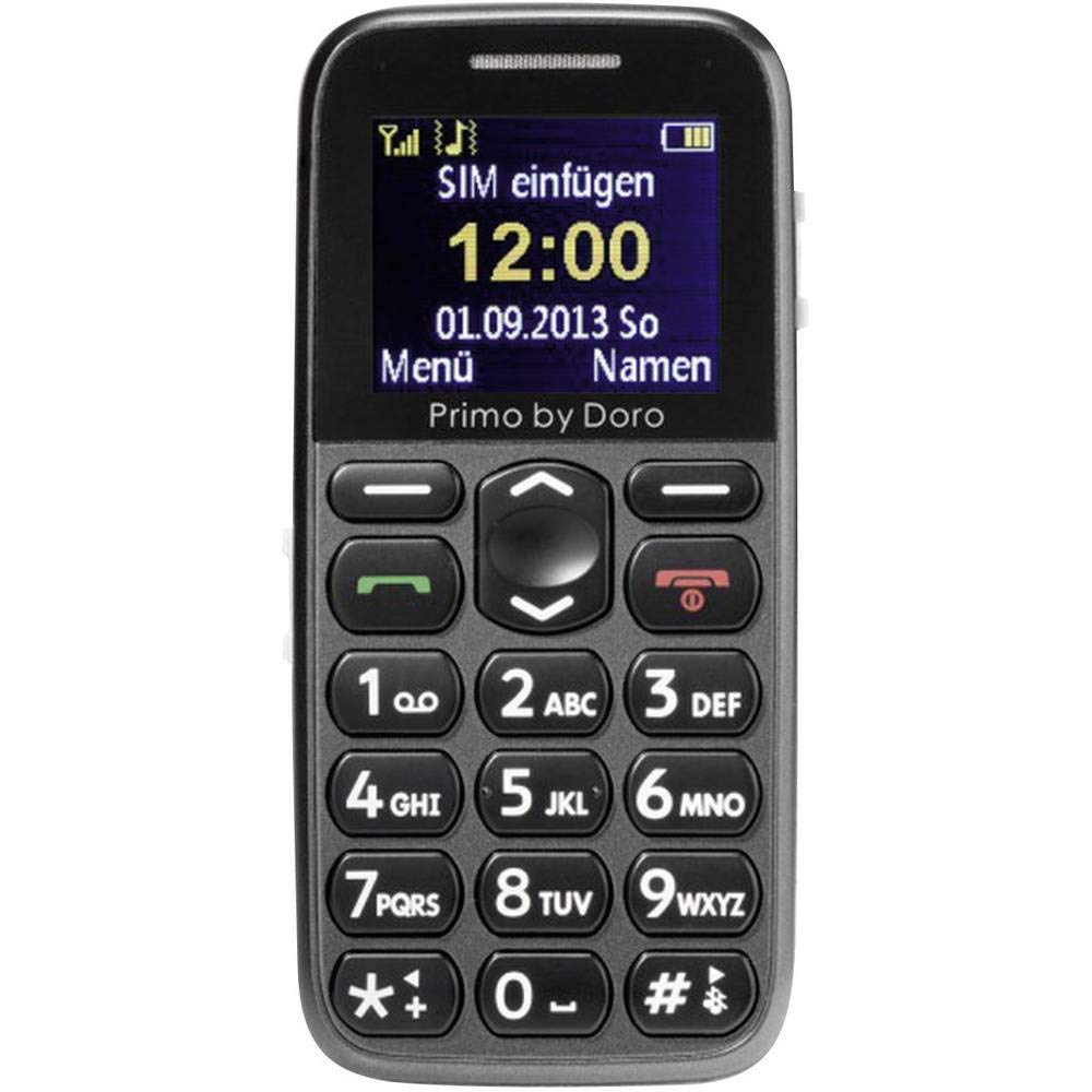 Primo 215 by Doro GSM Mobiltelefon mit Tischladestation (Notruftaste, Bluetooth, Taschenlampe) grau