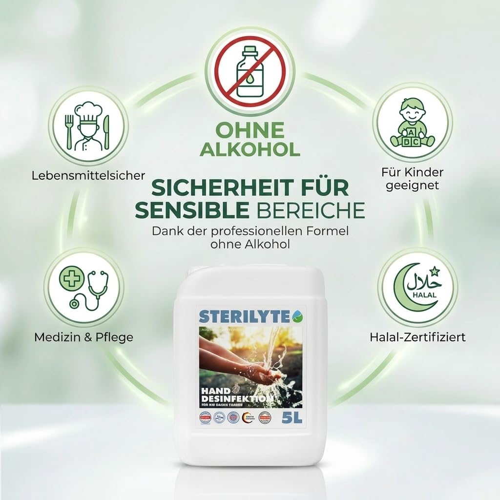 HD Deluxe Händedesinfektion alkoholfrei 5L neutral – Hautschonendes Desinfektionsmittel für Hände im Nachfüllkanister – dermatologisch getestet, BAuA N-120249, EN 1499 & EN 1500 geprüft