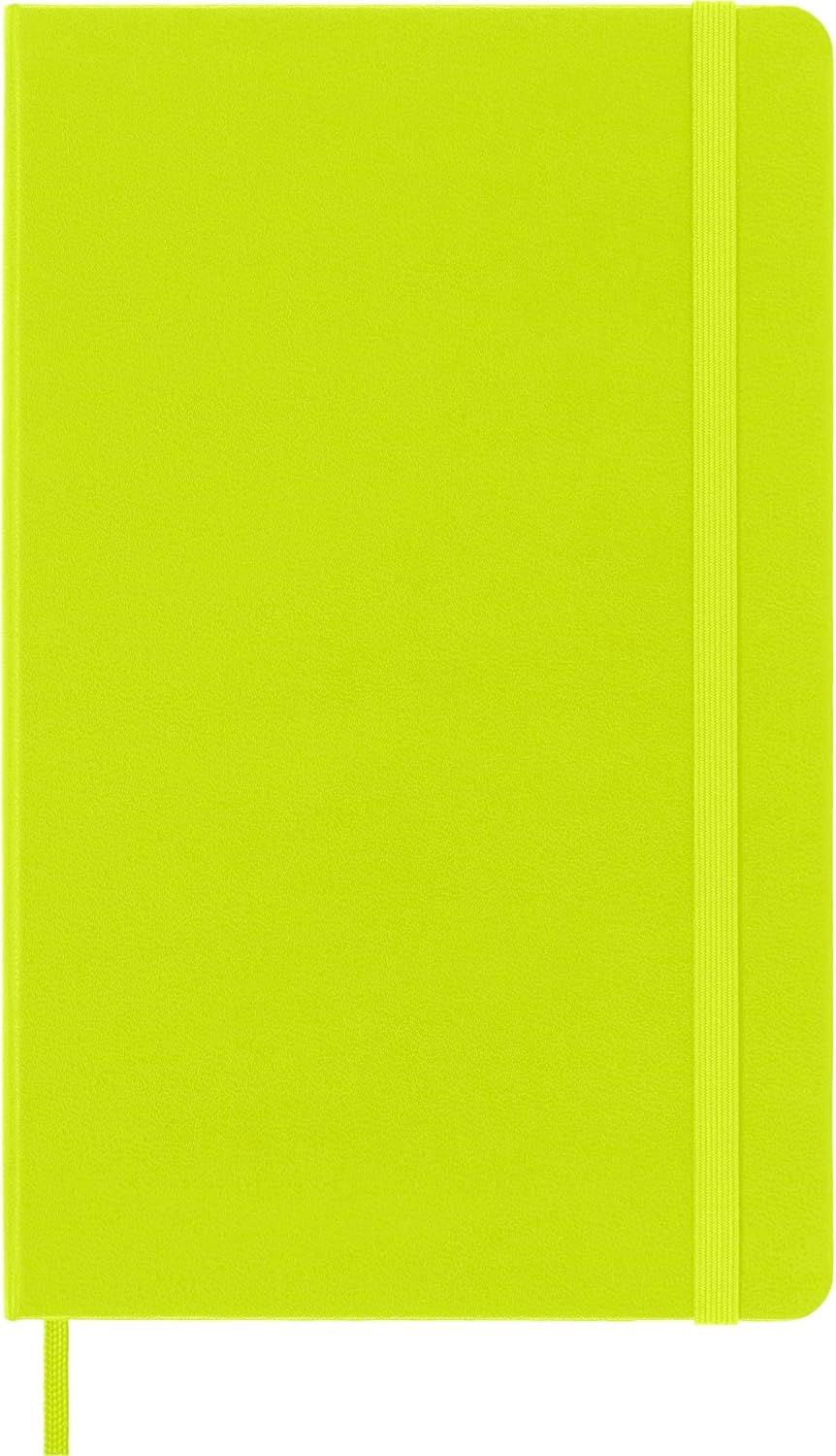 Moleskine - Cuaderno Clásico con Hojas de Rayas, Tapa Dura y Cierre con Goma Elástica, Tamaño Grande 13 x 21 cm, Color Verde Limón, 240 Páginas