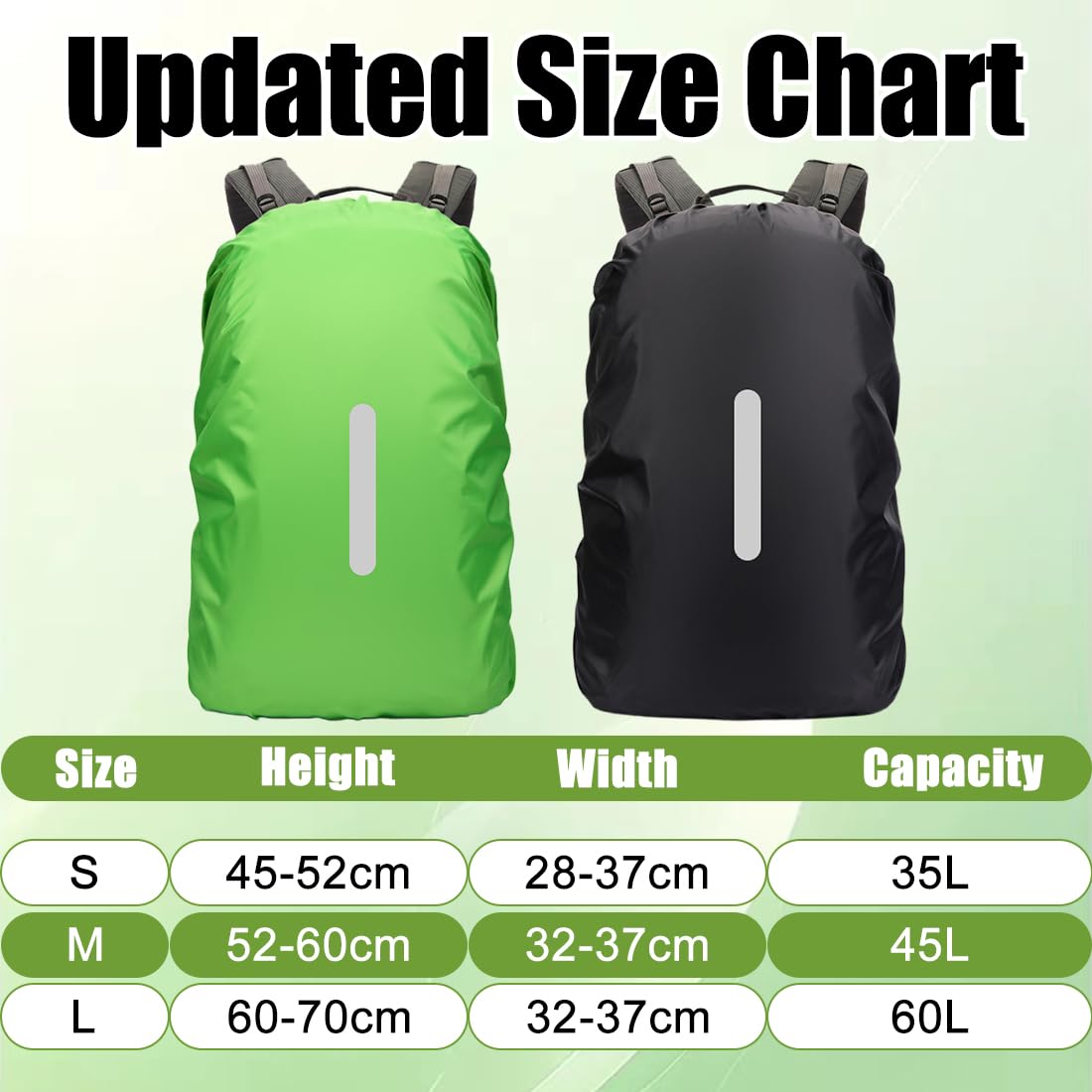 Parapioggia Zaino Impermeabile 45L con Strisce Riflettenti, Copertura Antipioggia per Escursionismo Campeggio Ciclismo
