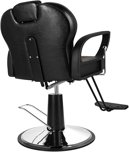 Miniatura 8 de Funnylife Black  Brown Reclining Salon Chair Tatuaje Silla Hidráulica Barber Silla Salón Equipo para el Estilista de Pelo
