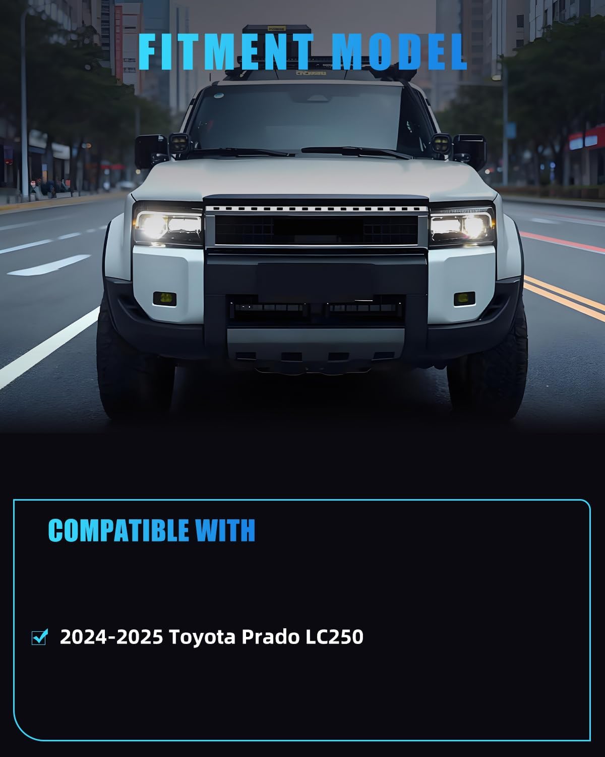 Headlights for Prado LC250 2024-2025, Clear Lens Ultra-Bright White LED Daytime Running Lights, [IP67 Waterproof] [Multifunctional] Front DRL Head Lamp Accessories, 1 Pair