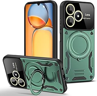 جراب حماية لموبايل ريلمي C53 / نارزو N53 من جولدن ماسك مع لعدسة الكاميرا يدعم الشحن اللاسلكي حلقة مغناطيسية أخضر بلاستيك