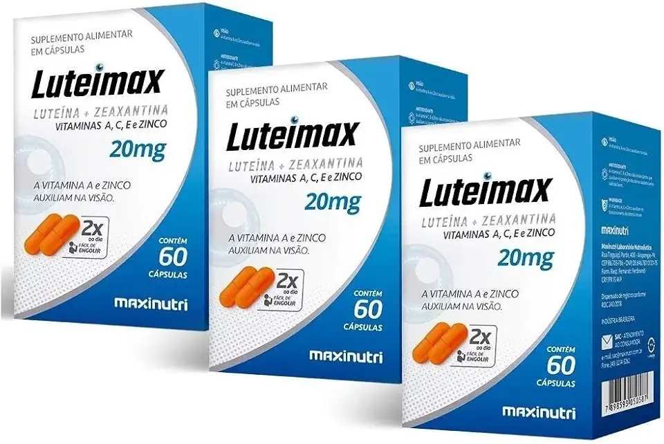 Luteimax Luteína & Zeaxantina - 3 unidades de 60 cápsulas - Maxinutri