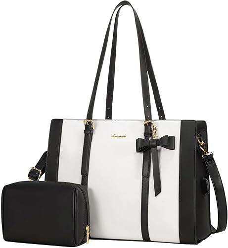 LOVEVOOK Bolsa para laptop para mujer, bolsa de trabajo de gran capacidad, bolsa de hombro de moda con bolso de mano, maletín de negocios de