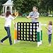 GYMAX Giant 4 in a Row Game, Jumbo Connect 4 Garden Games with 42 Rings, Basketball Hoop, Ring Game & Quick-Release Slider, Outdoor Four in a Row Toys for Kids Adults Family (White)