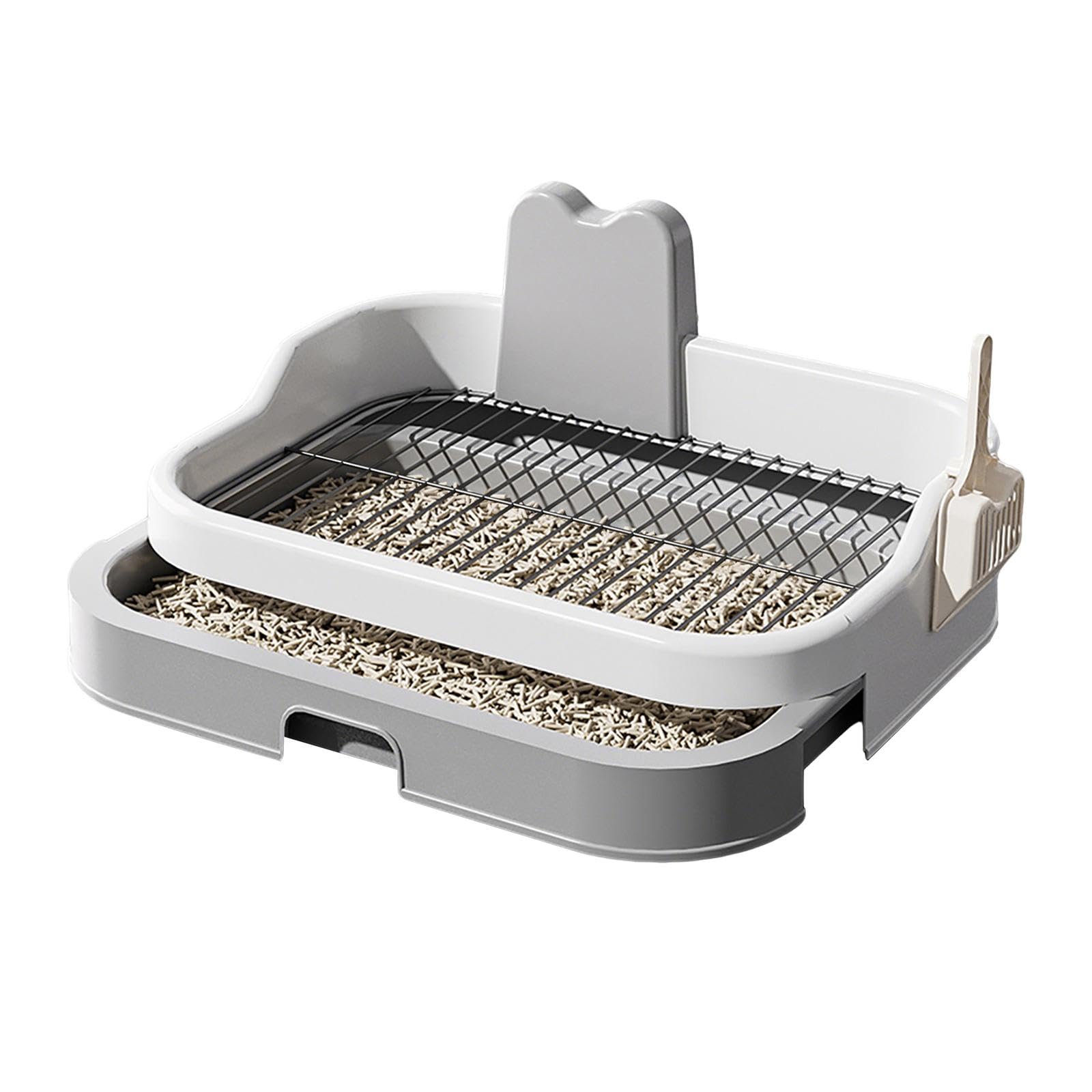 MagiDeal Dog Toilet Dog Potty Tray Raised Enclosure Lightweight Puppy Pee Holder Training Pad, Gray White