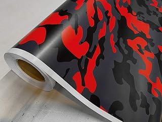 JQSLA RED Black Gray Camouflage Matte Premium Vinyl Car Wrap Decal Film Sheet Air Channel Release Technology + Free Tool Kit (2ft and up) (360