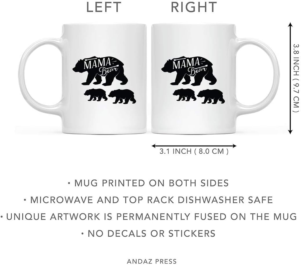 Andaz Press Mother's Day 11oz. Ceramic Coffee Tea Mug Gift for Mom, Mama Bear with Two Cubs Graphic, 1-Pack, Birthday Christmas Gift Ideas