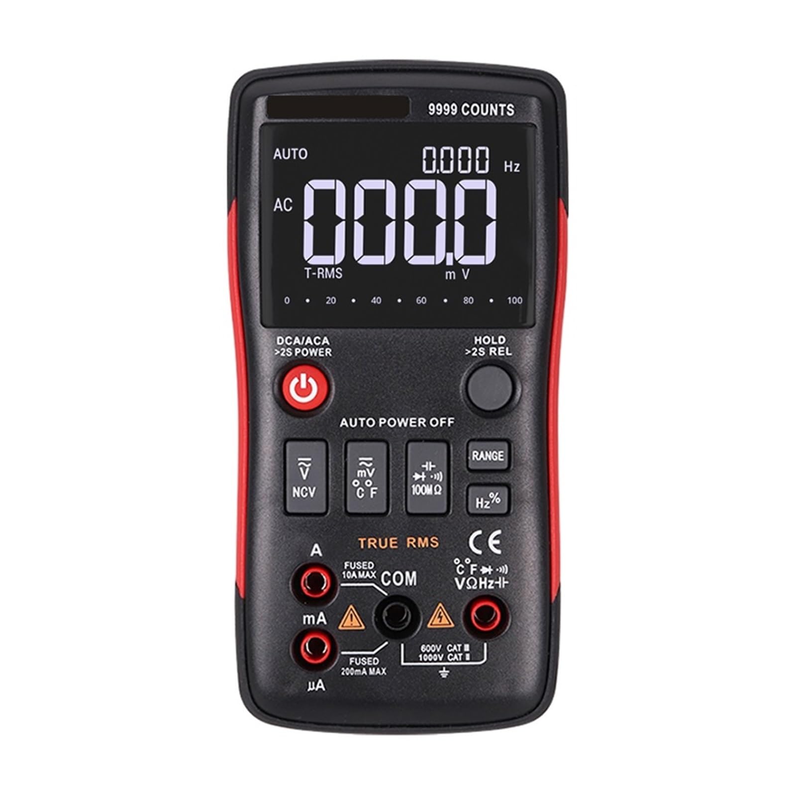 Tester Multimetro Digitale 9999 Conteggi Con Grafico A Barre Analogico AC/DC Tensione Amperometro Corrente Ohm Auto(RM409B-01)