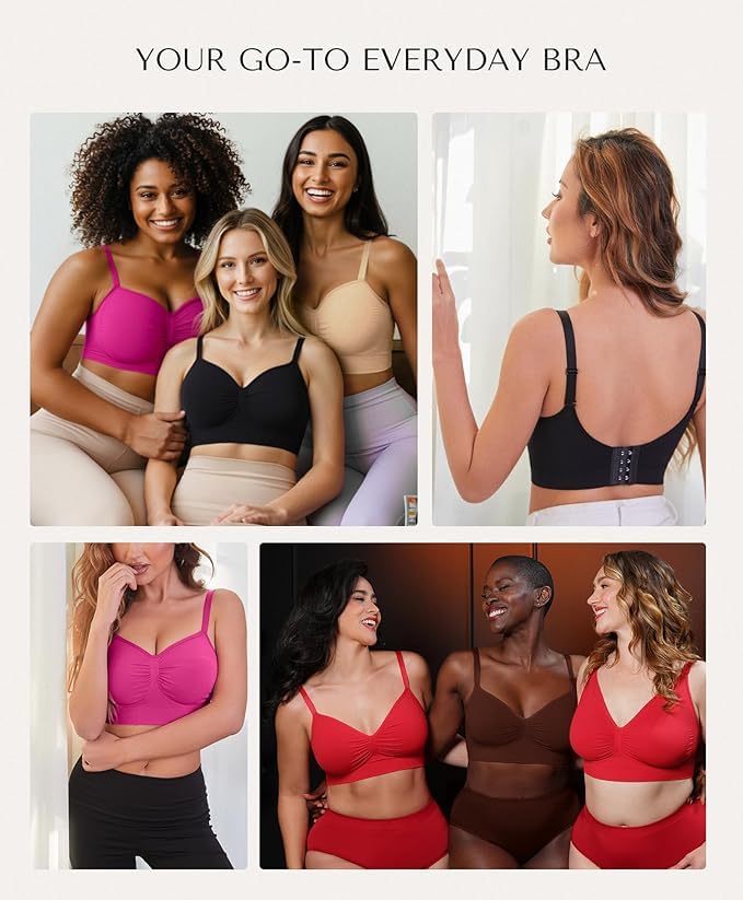 Image of SHAPELLX Wireless Bra Adjustable Straps Comfy Bra Lounging Everyday Bras | Wireless comfort bra with soft 4-way stretch, light support, breathable fabric, no wire no padding, for lounge sleep daily