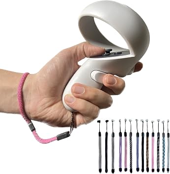 Improved Replacement Reflective Wrist Strap for Oculus Quest 2 Gen Controller, Sturdy and Comfortable Adjustable Hand Strap for Oculus, Easy Installation White Resin Stopper for Oculus Controller