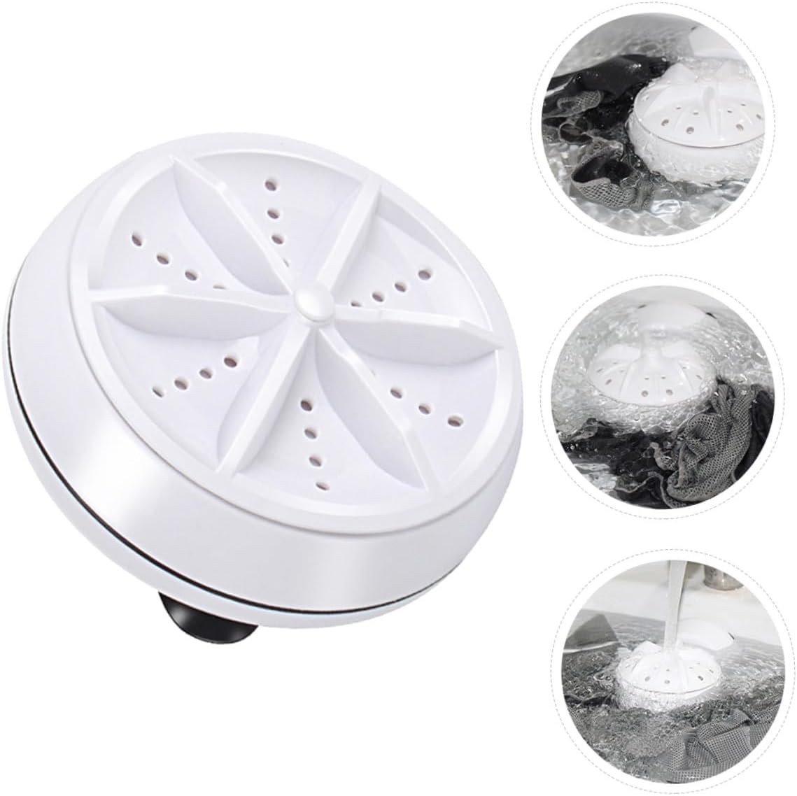 Portable Mini Ultrasonic Washer with High-Speed Rotation USB Rechargeable Travel Washing Machine for Underwear Clothes and Delicates Quiet Deep Cleaning Compatible with Any Basin