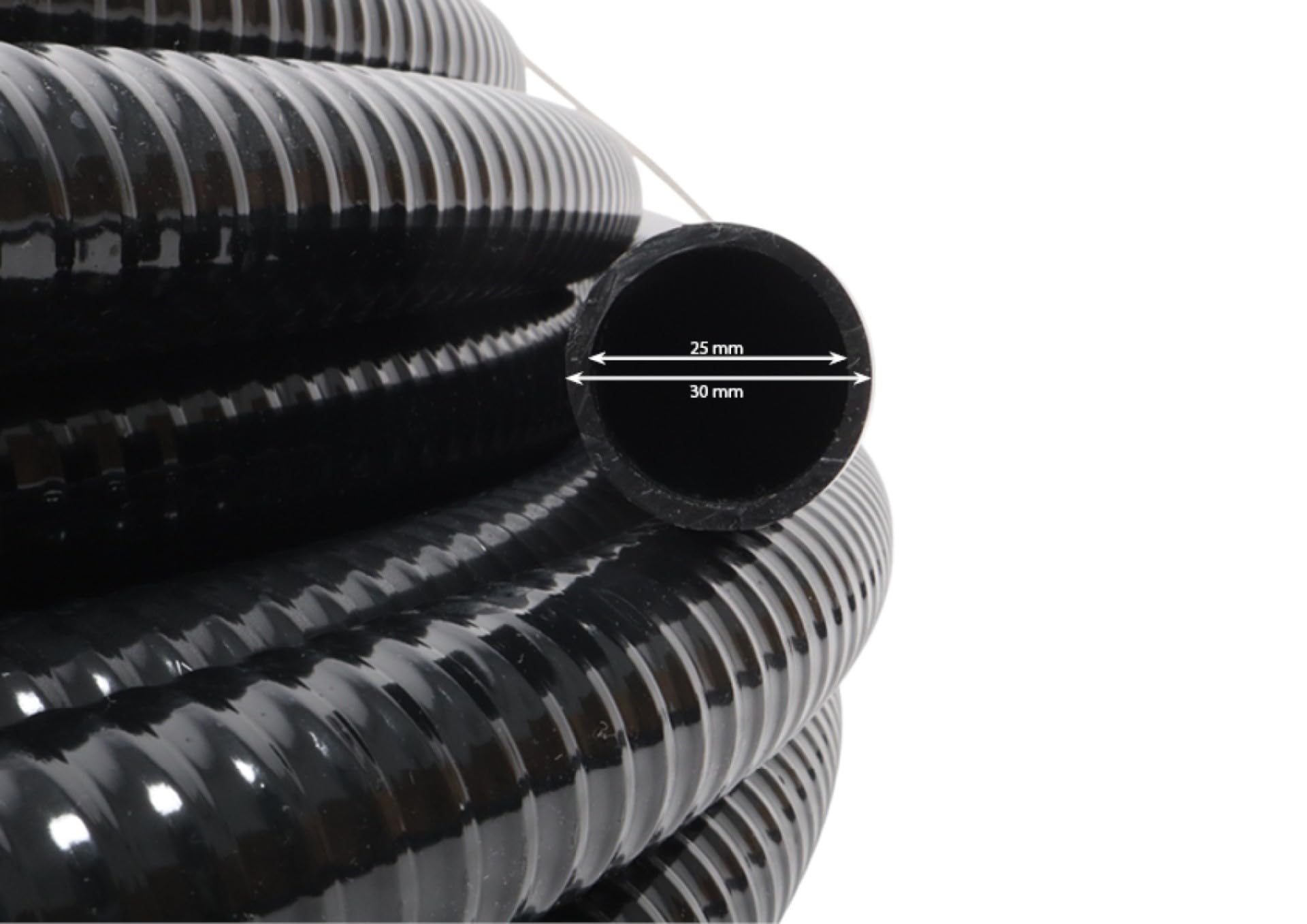 Wacredo Tubo per laghetto di alta qualità, 25 m, colore nero, in diverse misure, tubo a spirale per laghetto (25 mm)