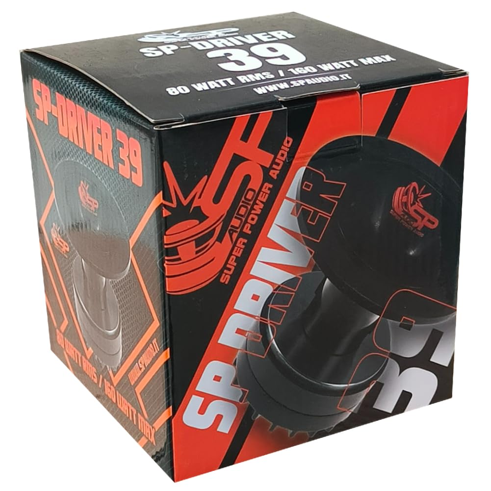 KIT SET PER SP AUDIO SP DRIVER 39, 1 driver a compressione con tromba da 12,7 cm di diametro, da 80 watt rms 160 watt max, 8 ohm, 105 db spl, bobina da 1,35", 1 pezzo + condensatore omaggio