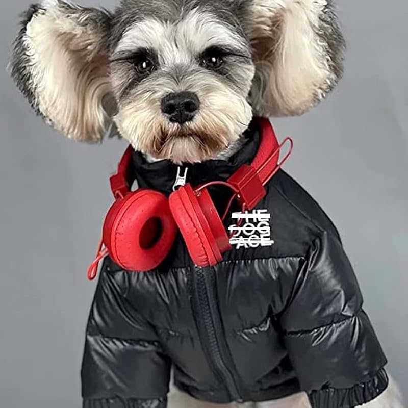 Casaco de Inverno para Cães com Pluma de Pato, Zíper e Cordão, Preto (XX-Grande)