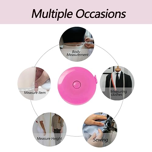 Miniatura 7 de Paquete de 3 cintas métricas retráctiles para cuerpo, 60 pulgadas, 4.9 ft, regla flexible de doble cara para manualidades médicas, tela, tela,