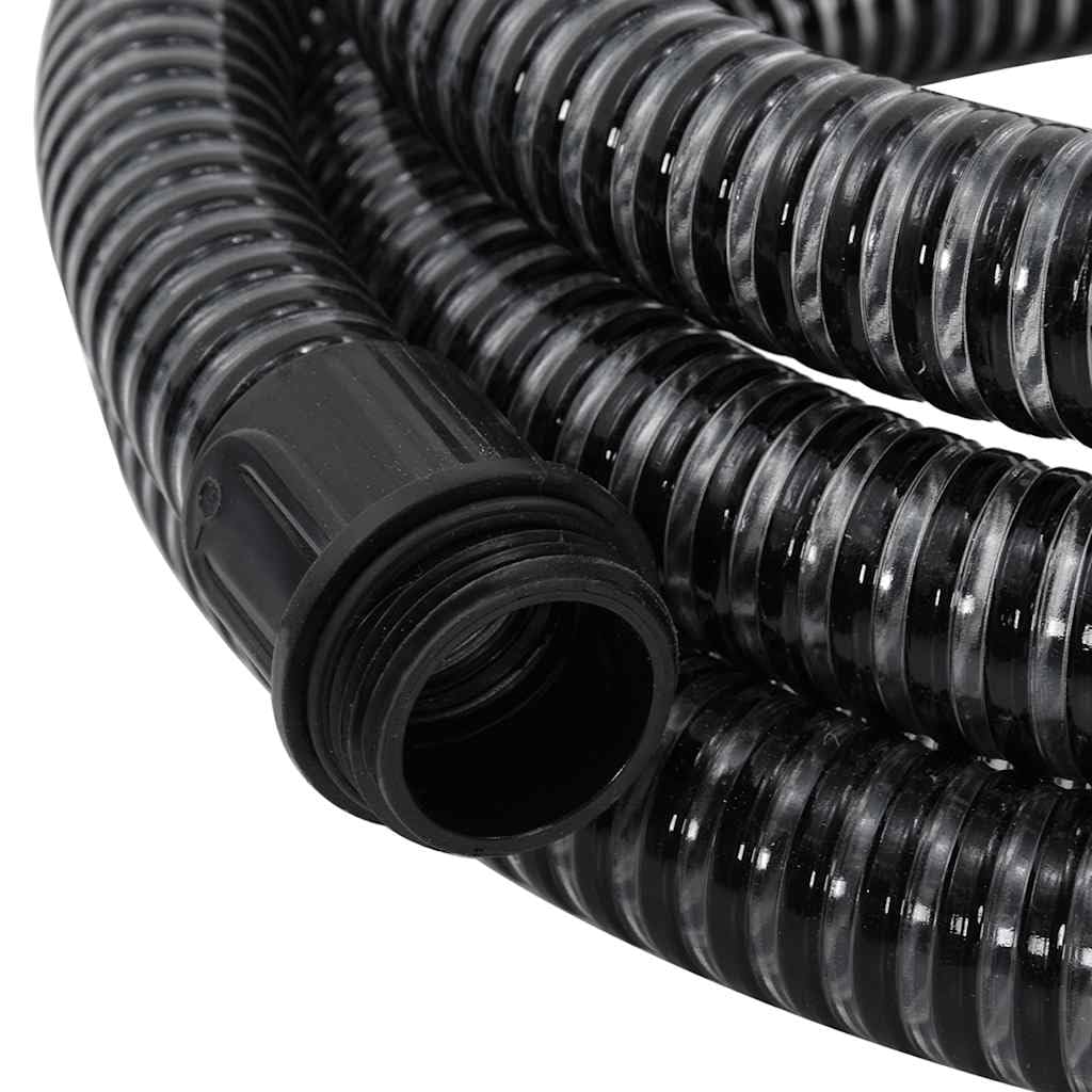 Manguera de aspiración con conectores de latón, color negro, 10 m, PVC, 1 pulgada, manguera de agua para jardín, riego, tubería de agua, terraza, balcón, invernadero, 6 bar, con válvula de