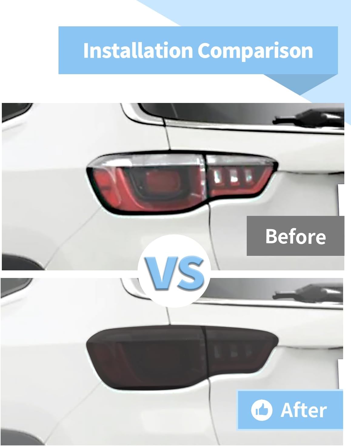 Voodonala Tail Light Cover Compatible with Jeep Compass 2017-2024, Smoke Black Rear Light Trim Guards Tint