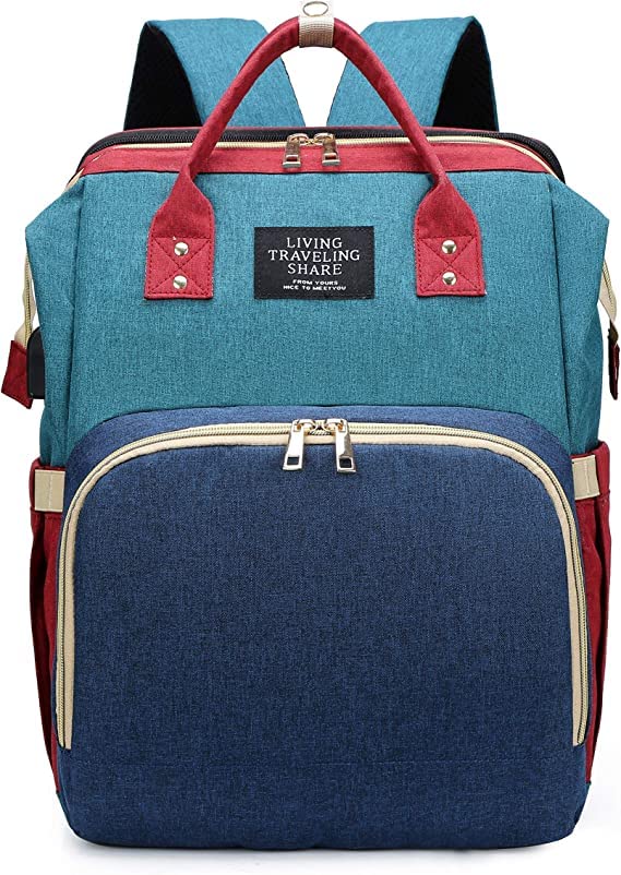 Toyshine 3 In 1 Diaper Bag Backpack With USB Charging Dock Changing 