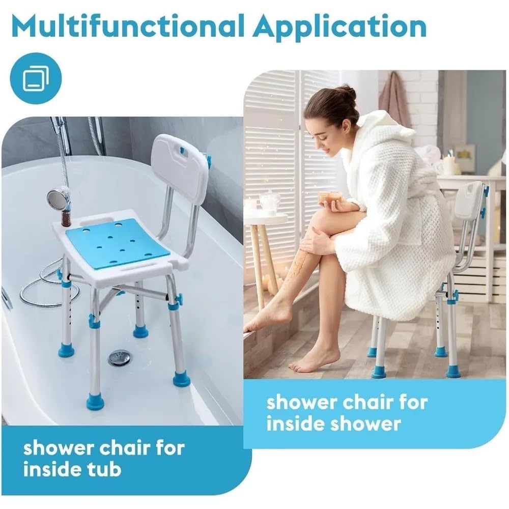 NEWFUN - Silla de Ducha, Asiento de Ducha para Adultos, taburetes de Ducha y baño, Taburete de Ducha Antideslizante, Montaje sin Herramientas, Asiento de baño para Adultos, 150 kg