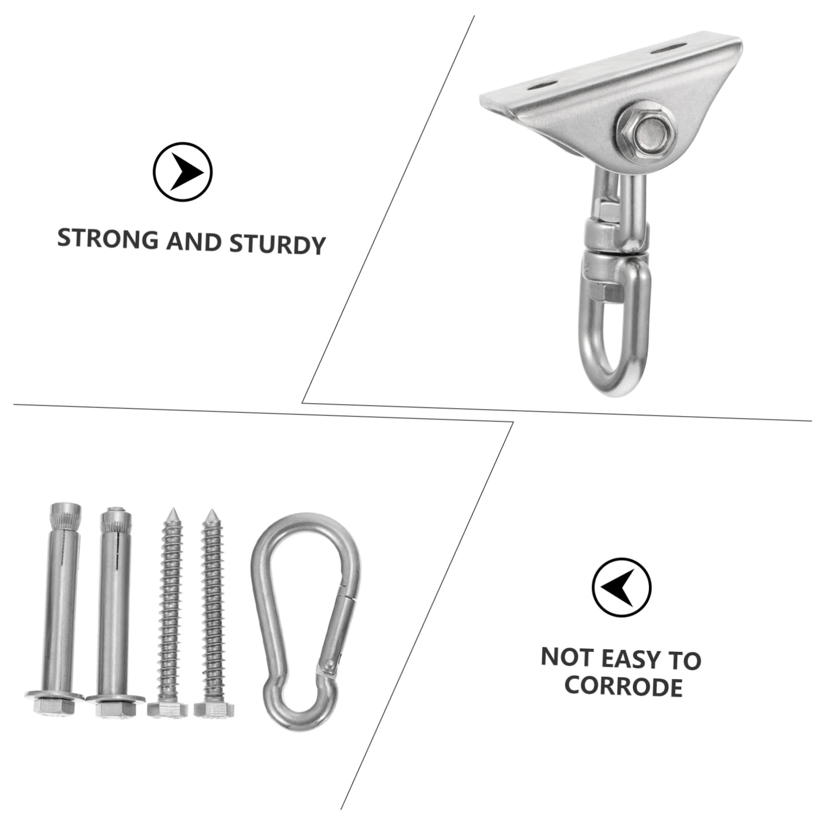 BESTonZON 1set Ganci Acciaio Inossidabile Per Amaca e Altalena Capacità Di Carico Elevata Facile Installazione Include Viti Struttura Robusta e Durevole