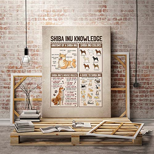 Urvog Shiba Inu Knowledge Anatomy Of A Shiba Gallery Wrapped Framed Canvas Prints - Unframed Poster - Wall Art, 32" X 48", 0.75'' Framed Canvas/White #TOP2