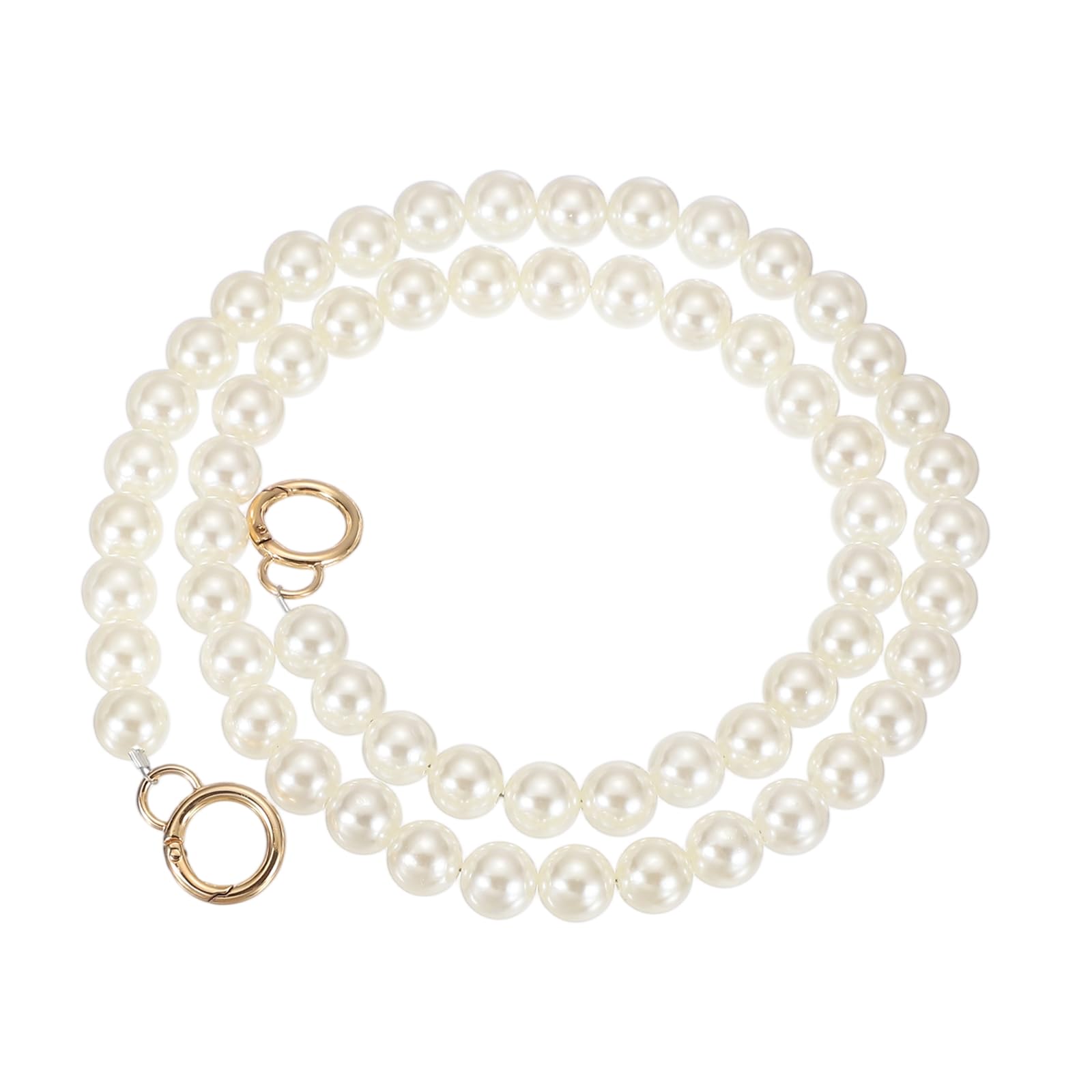 sourcing map Imitation Pearl Purse Strap, 39" Pearl Crossbody Chain Strap with Spring Buckle Handbag Purse Chain Replacement Beaded Strap for DIY Handbag Hang Bag Accessories, 16mm Gold