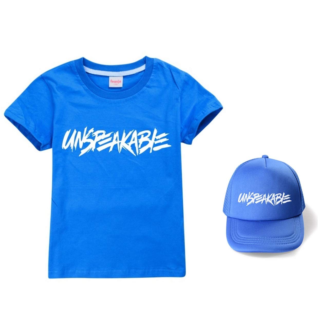 Unspeakable Merch Kids T Shirts & Cap Hat Short Sleeve Round Neck 100% Cotton Tee Top Youtuber Gamer Boys Girls Baby Teens Unisex 3-14 Years