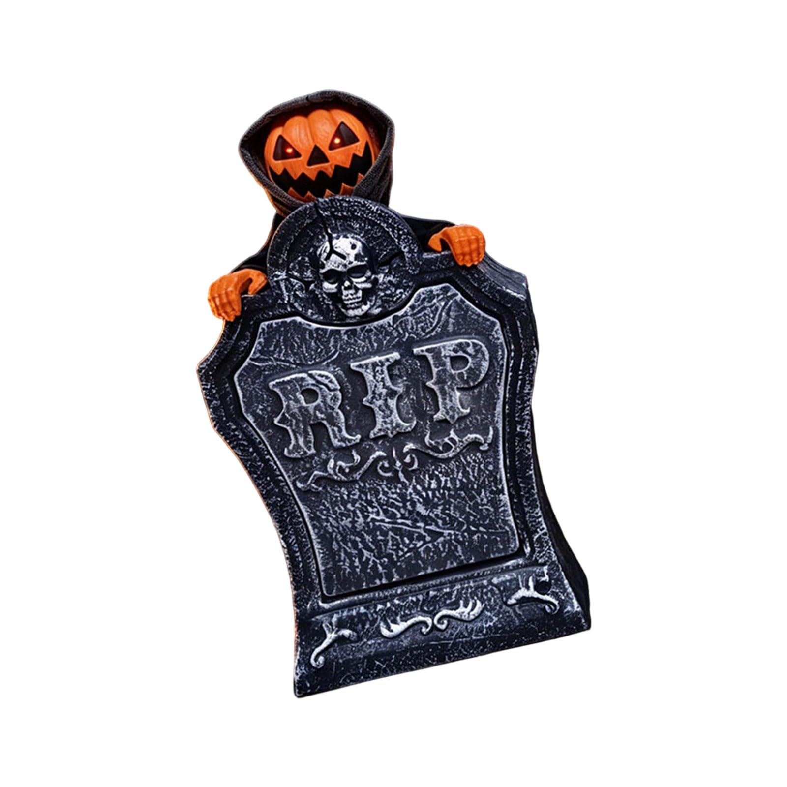 JSGHGDF Battery Operated Animated Tombstone with Glowing Eye and Eerie Soundtrack for Halloween Realistic Ornament Animated Halloween Decoration