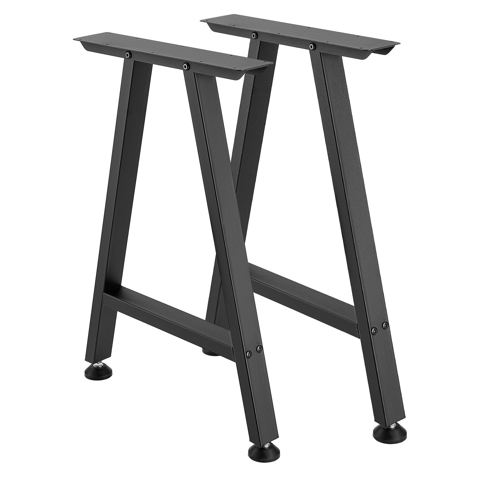 VEVOR Pieds de Table Trapézoïdaux 740x550 mm Lot de 2, Pieds de Bureau en Acier au Carbone, Charge Max. 1000 kg pour Bureau, Table à Manger, Établi, Plan de Travail et Table de Bar, avec Patins, Noir