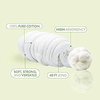 Vista 2 de Intrinsics Bobina portátil 100% algodón (40 pies) - Rollo de algodón hilado profesional, de alta absorción y no reforzado Suministros esteticistas