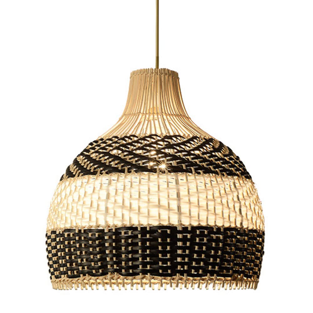 Lustre de style nordique japonais en rotin tissé pour salon de thé et restaurant E26