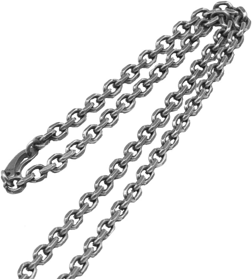 Vintage Black 925 Sterling Silver Anchor Chain Necklace Diamond-Cut Cable Link Chain for Men Women 3/4mm 45-80cm