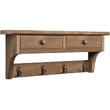 Emfogo Coat Hooks Wall Mounted, Rustic Wood Coat Rack Wall Mounted Shelf with Hooks Farmhouse Wall Coat Rack with Shelf & Coat Hooks for Entryway, Mud Room, Bedroom, Kitchen, Bathroom Walnut