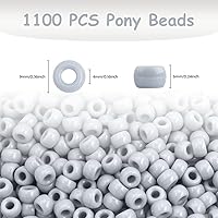 Vista 104 de Pony Bulk Beads - 1100 Pcs for Jewelry & Bracelets Making, Hair & Bracelet Beads (Dark Grey)