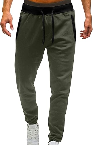 Pantalones deportivos de forro polar pesado para hombre, cintura elástica, con cordón, bolsillos grandes y altos, para correr y entrenar
