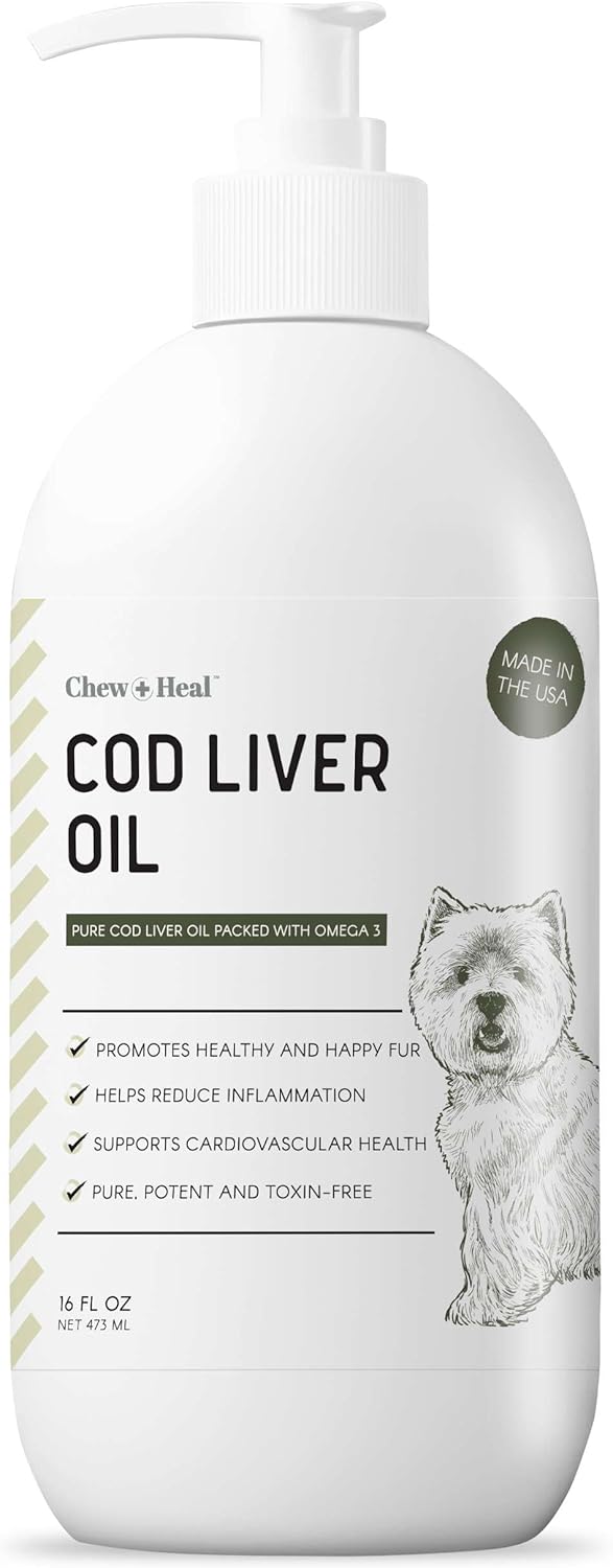 Pure Cod Liver Oil for Dogs 16 oz Contains Omega 3