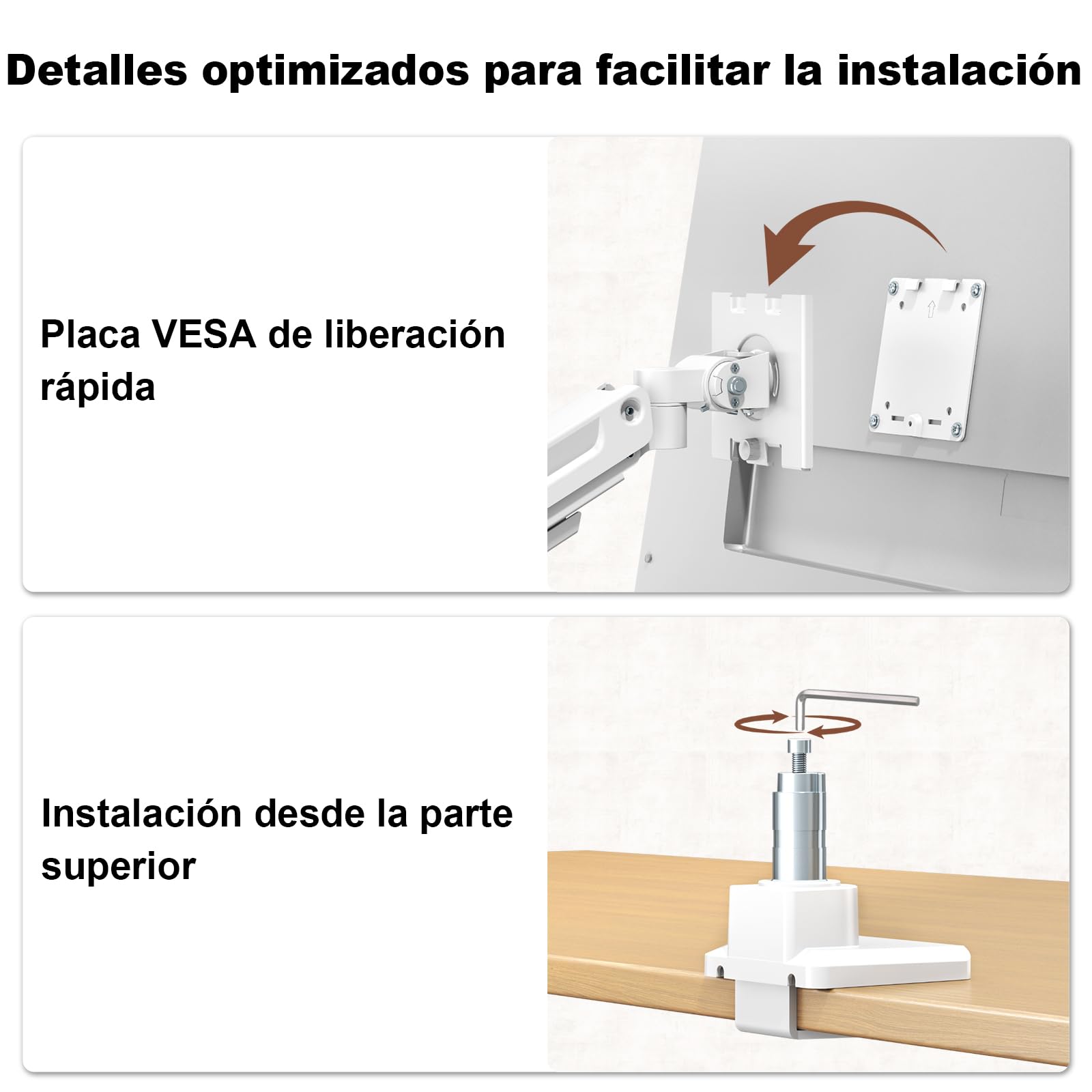 Supporto per Monitor PUTORSEN per 2 Schermi da 17 a 49 Pollici - Fino a 20 kg per braccio, supporto extra-lungo regolabile in altezza e orientabile per un'ergonomia ottimale, VESA 75/100 mm.