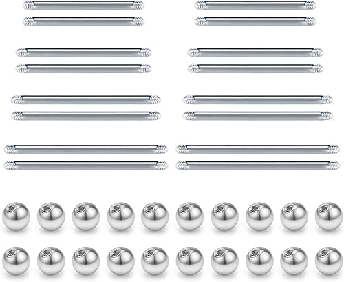 D.Bella 50 piezas Multi Color Anillos para Lengua y Pezón - Barras de Piercing de 14G 16mm de Plástico y Acero Quirúrgico