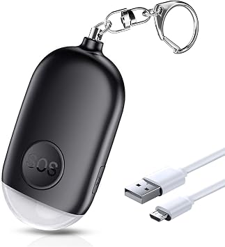 Safesound Personal Alarm Siren Song 1-Pack - 130dB Self Defense Alarm Keychain with Emergency LED Flashlight - Security Personal Protection Devices for Women Girls Kids and Elderly Black