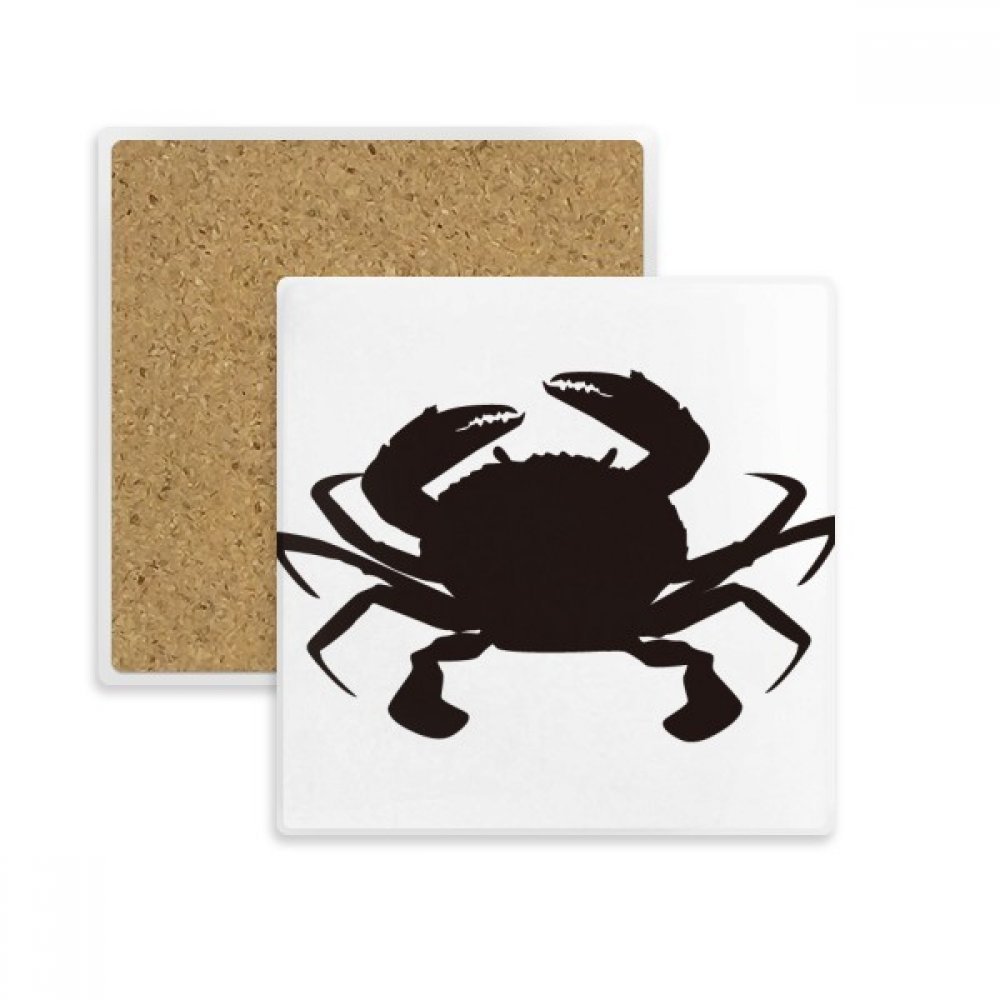 Dessous de verre absorbant en pierre, motif crabe noir marine carré pour tasse et mug, lot de 2