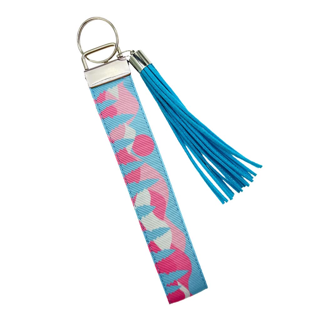 Transgender Pride Keychain Wristlet Bracelet,with Tassel Gifts for Women, Pride Flag Keychain LGBTQ wrist strap for keys car keys wristlet, Blue
