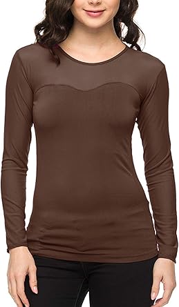 Sheer brown long sleeve top Clearance