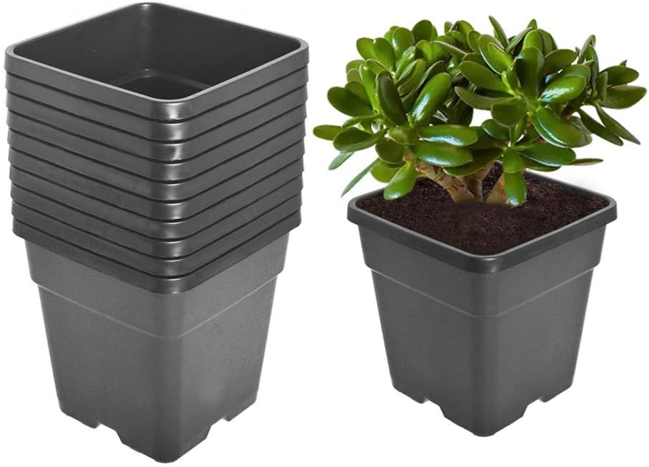 Square Nursery Pots Plant Pots Grow Pots Nursery Container Fit for Planting Soil Plants 0.63 Gallon 10Pcs