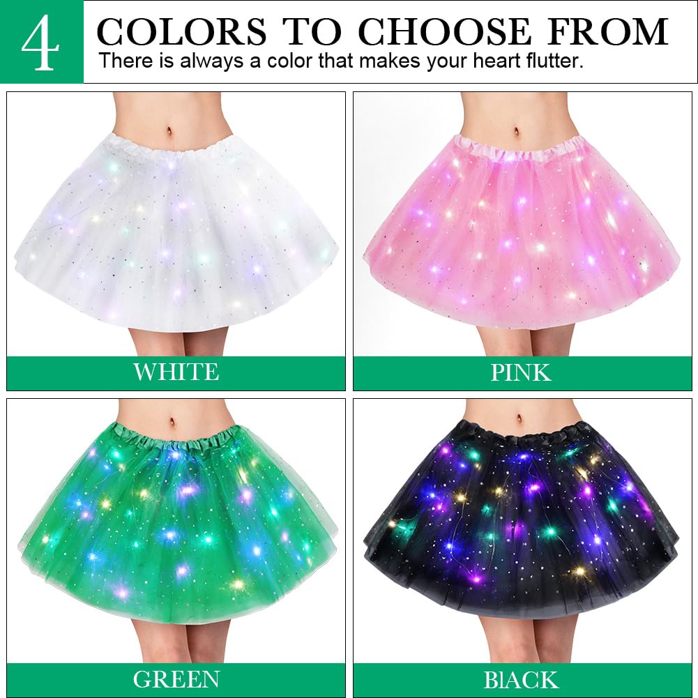 URAQT Gonna Tulle LED per Bambina, Gonna a tutù in Tulle Luminoso, Gonna tutù Ragazze in Tulle con 3 modalità di Illuminazione, per Feste Carnevale Halloween Spettacolo Danza Fotografia