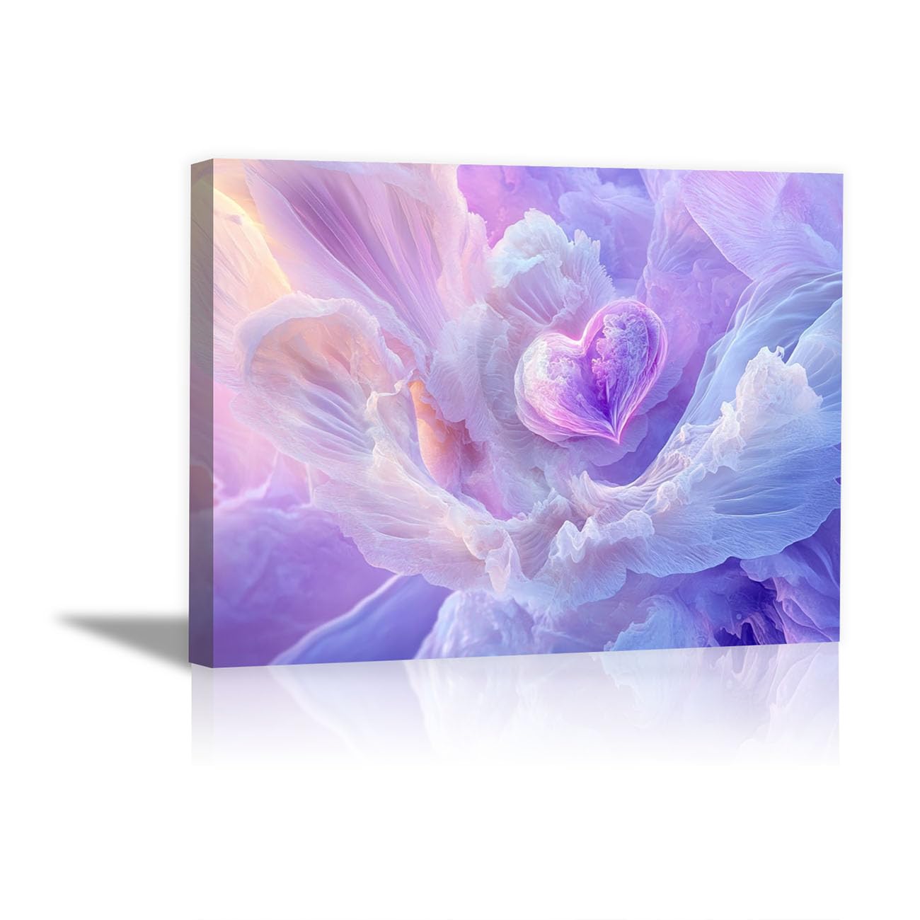 QUSAAOU Wall Art For Hallway And Stairs Soft Gradient Lavender Flower Translucent Morden Livingroom Wall Decor Nature Pictures For Bedroom Kitchen Corridor Office Decor(lilac)-70x100cm Framed