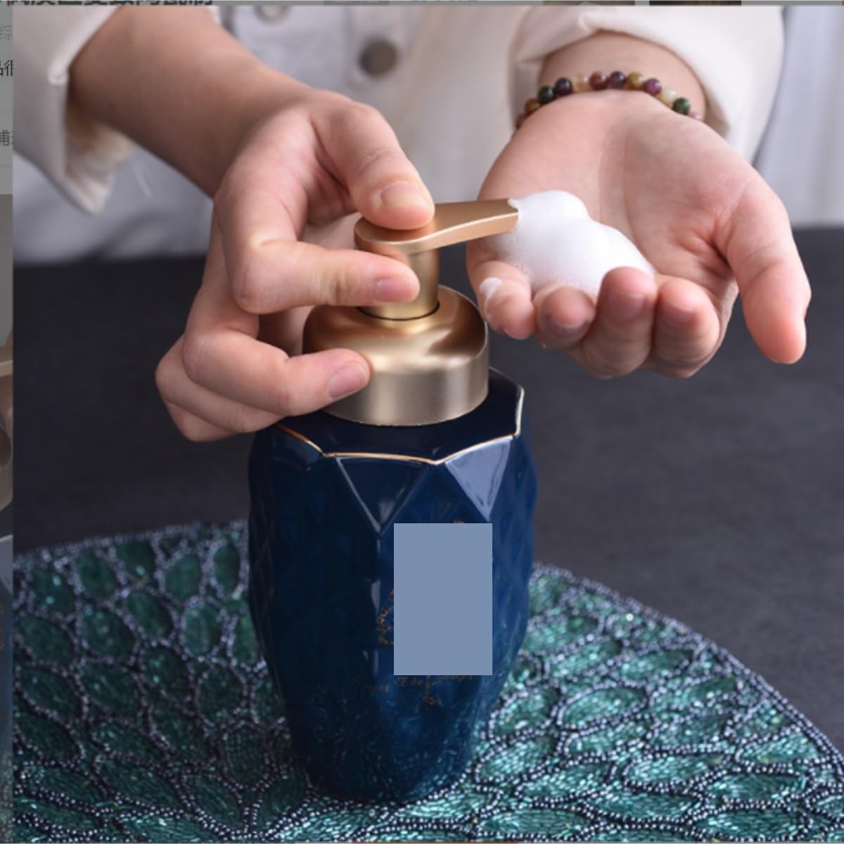 Łazienka Dozownik mydła w płynie, dozownik pianki ceramicznej z pompką, butelka płynem dekoracyjnym stylu vintage Dozownik Mydła Płynie(Blue)